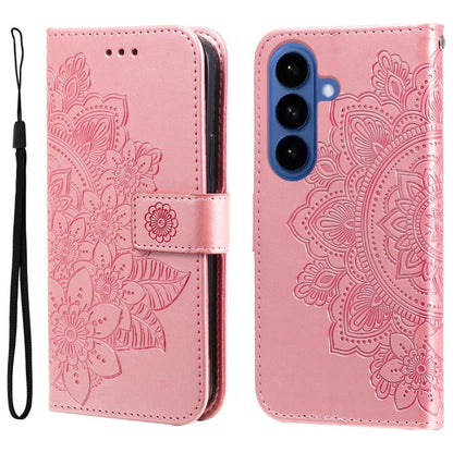 Seven-petal Flowers Embossing Leather Phone Case, For Galaxy S26 FE 5G, For Galaxy S26+ 5G, For Galaxy S26 Edge 5G, For Galaxy S26 Ultra 5G