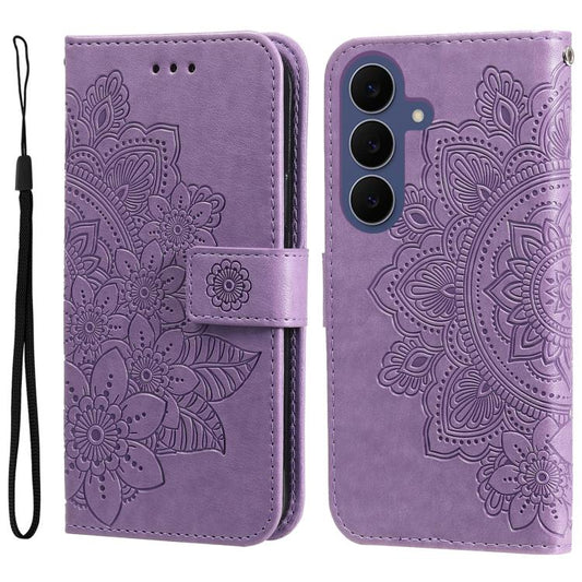 Seven-petal Flowers Embossing Leather Phone Case, For Galaxy S26 FE 5G, For Galaxy S26+ 5G, For Galaxy S26 Edge 5G, For Galaxy S26 Ultra 5G