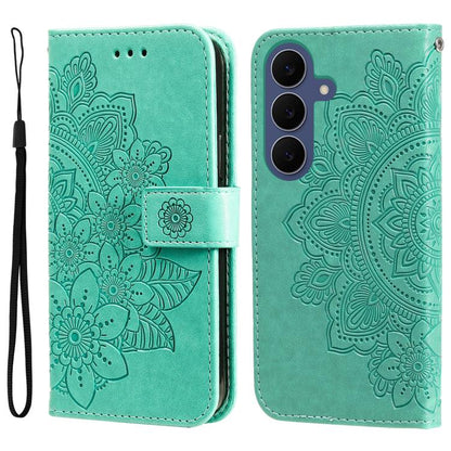 Seven-petal Flowers Embossing Leather Phone Case, For Galaxy S26 FE 5G, For Galaxy S26+ 5G, For Galaxy S26 Edge 5G, For Galaxy S26 Ultra 5G