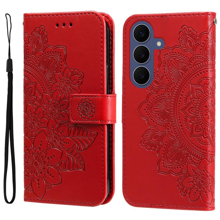 Seven-petal Flowers Embossing Leather Phone Case, For Galaxy S26 FE 5G, For Galaxy S26+ 5G, For Galaxy S26 Edge 5G, For Galaxy S26 Ultra 5G