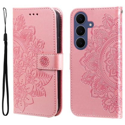 Seven-petal Flowers Embossing Leather Phone Case, For Galaxy S26 FE 5G, For Galaxy S26+ 5G, For Galaxy S26 Edge 5G, For Galaxy S26 Ultra 5G