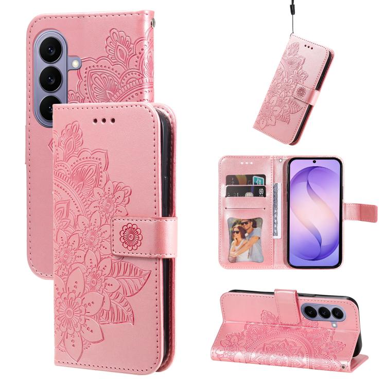 Seven-petal Flowers Embossing Leather Phone Case, For Galaxy S27 Ultra 5G, For Galaxy S27 Pro 5G, For Galaxy S27 5G, For Galaxy S27+ 5G