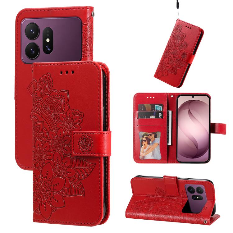 Seven-petal Flowers Embossing Leather Phone Case, For Galaxy S27 Ultra 5G, For Galaxy S27 Pro 5G, For Galaxy S27 5G, For Galaxy S27+ 5G