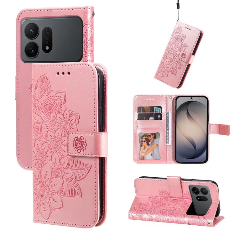 Seven-petal Flowers Embossing Leather Phone Case, For Galaxy S27 Ultra 5G, For Galaxy S27 Pro 5G, For Galaxy S27 5G, For Galaxy S27+ 5G
