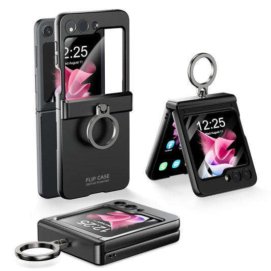 Integrated Folding Ring Phone Case with Hinge, For Samsung Galaxy Z Flip6 / Flip7 FE, For Samsung Galaxy Z Flip5 5G