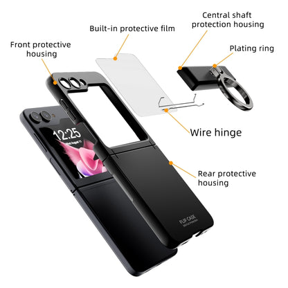 Integrated Folding Ring Phone Case with Hinge, For Samsung Galaxy Z Flip6 / Flip7 FE, For Samsung Galaxy Z Flip5 5G
