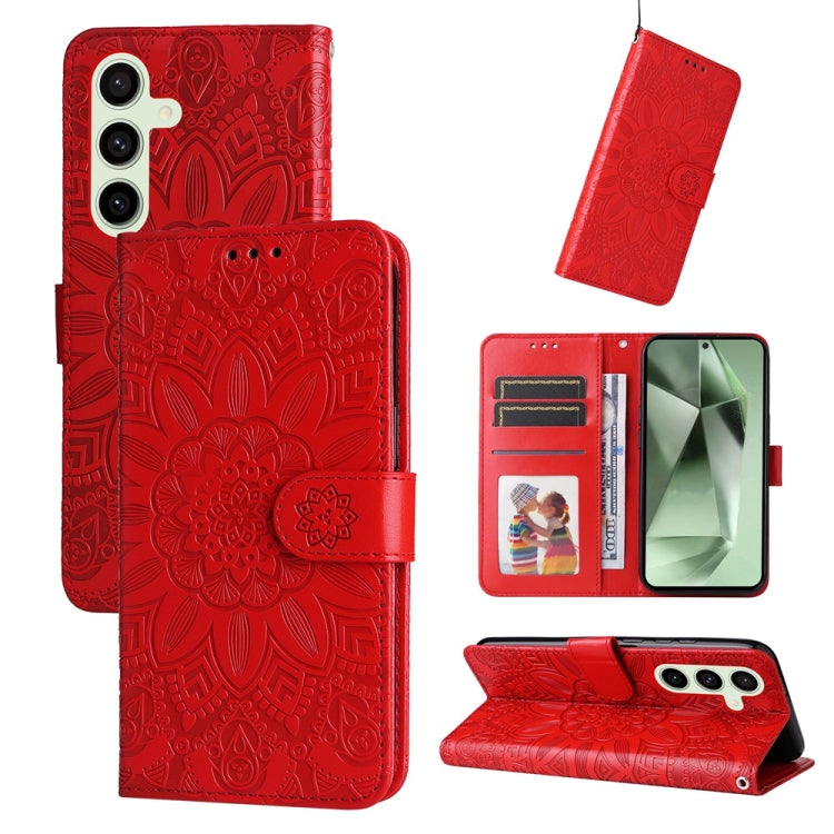 Embossed Sunflower Leather Phone Case, For Galaxy S25 Ultra 5G, For Galaxy S24 FE 5G