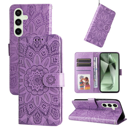 Embossed Sunflower Leather Phone Case, For Galaxy S25 Ultra 5G, For Galaxy S24 FE 5G