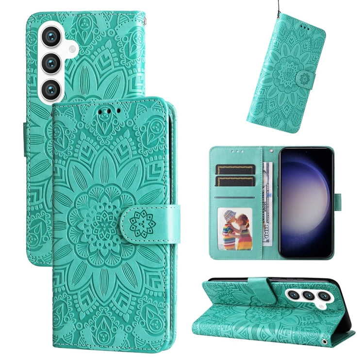 Embossed Sunflower Leather Phone Case, For Galaxy S26 5G, For Galaxy S25 Edge 5G, For Galaxy S25 5G, For Galaxy S25+ 5G