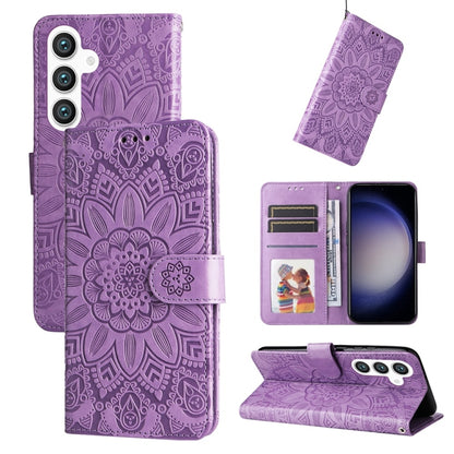 Embossed Sunflower Leather Phone Case, For Galaxy S26 5G, For Galaxy S25 Edge 5G, For Galaxy S25 5G, For Galaxy S25+ 5G
