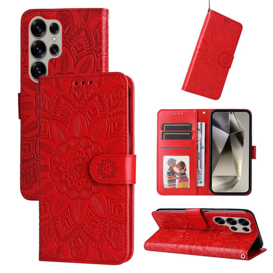 Embossed Sunflower Leather Phone Case, For Galaxy S25 Ultra 5G, For Galaxy S24 FE 5G