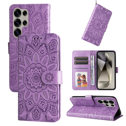 Embossed Sunflower Leather Phone Case, For Galaxy S25 Ultra 5G, For Galaxy S24 FE 5G