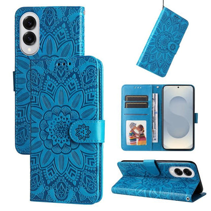 Embossed Sunflower Leather Phone Case, For Galaxy S26 5G, For Galaxy S25 Edge 5G, For Galaxy S25 5G, For Galaxy S25+ 5G