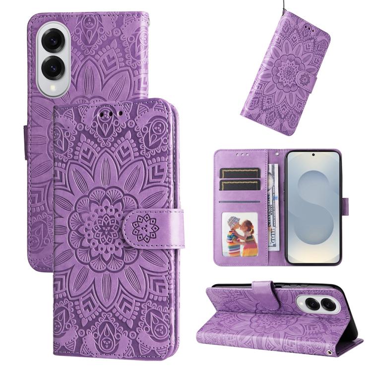 Embossed Sunflower Leather Phone Case, For Galaxy S26 5G, For Galaxy S25 Edge 5G, For Galaxy S25 5G, For Galaxy S25+ 5G
