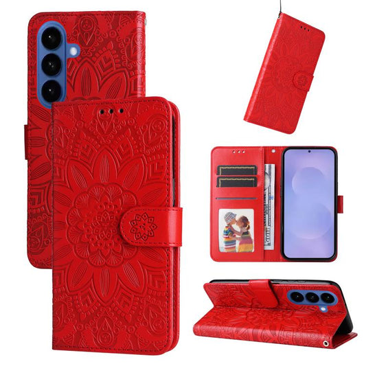 Embossed Sunflower Leather Phone Case, For Galaxy S26 5G, For Galaxy S25 Edge 5G, For Galaxy S25 5G, For Galaxy S25+ 5G