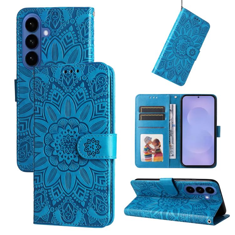 Embossed Sunflower Leather Phone Case, For Galaxy S26 5G, For Galaxy S25 Edge 5G, For Galaxy S25 5G, For Galaxy S25+ 5G