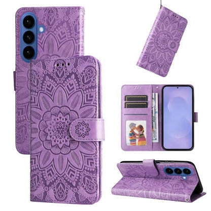 Embossed Sunflower Leather Phone Case, For Galaxy S26 5G, For Galaxy S25 Edge 5G, For Galaxy S25 5G, For Galaxy S25+ 5G