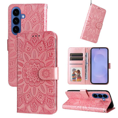 Embossed Sunflower Leather Phone Case, For Galaxy S26 5G, For Galaxy S25 Edge 5G, For Galaxy S25 5G, For Galaxy S25+ 5G