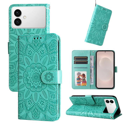 Embossed Sunflower Leather Phone Case, For Galaxy S26 FE 5G, For Galaxy S26+ 5G, For Galaxy S26 Edge 5G, For Galaxy S26 Ultra 5G