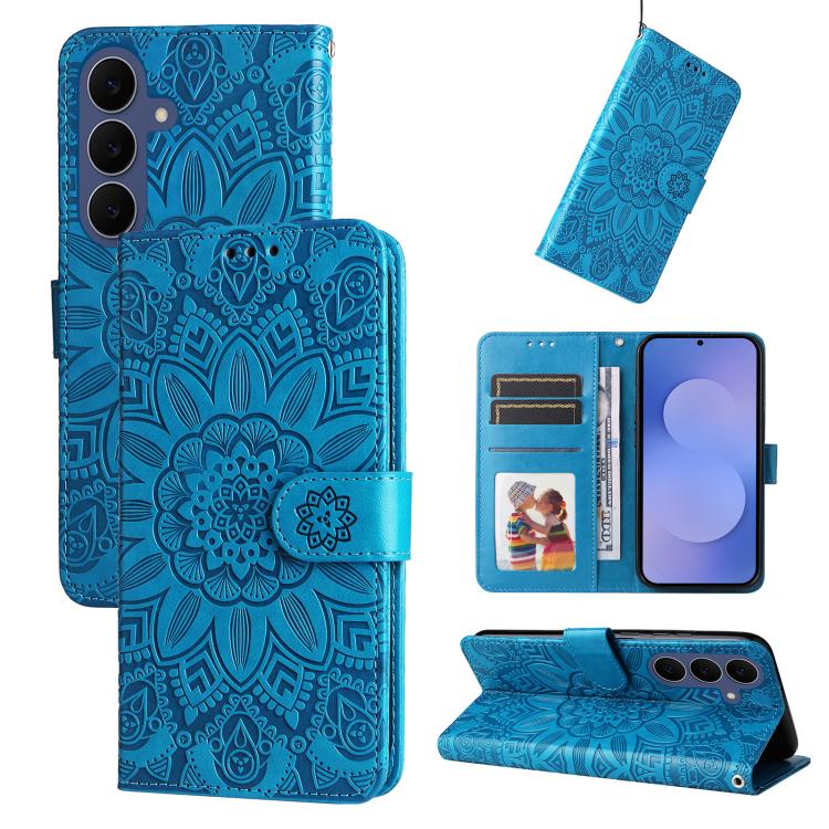 Embossed Sunflower Leather Phone Case, For Galaxy S26 FE 5G, For Galaxy S26+ 5G, For Galaxy S26 Edge 5G, For Galaxy S26 Ultra 5G