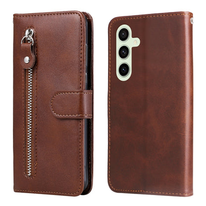 Fashion Calf Texture Zipper Leather Phone Case, For Galaxy S25 Ultra 5G, For Galaxy S24 FE 5G