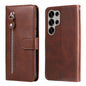 Fashion Calf Texture Zipper Leather Phone Case, For Galaxy S25 Ultra 5G, For Galaxy S24 FE 5G