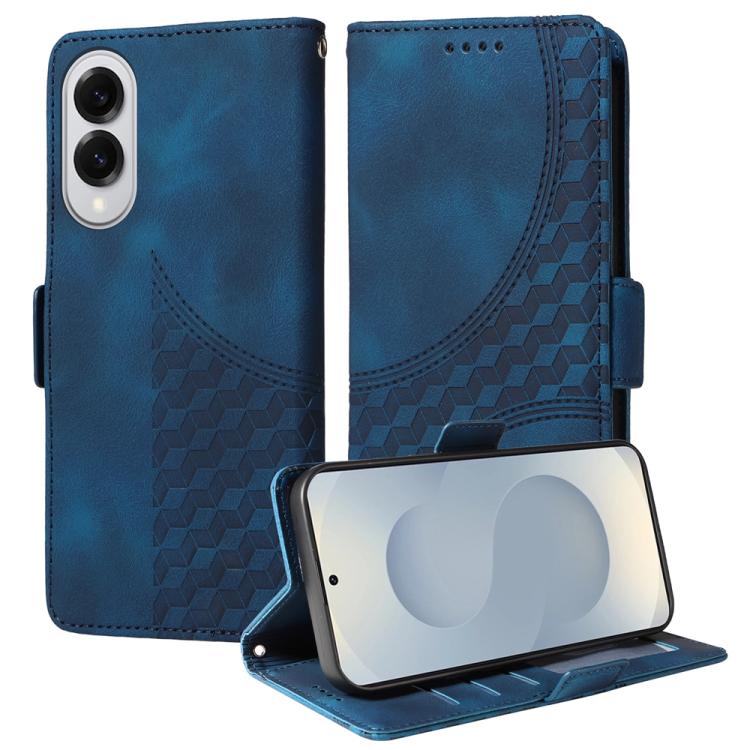 Embossed Rhombus Starry Leather Phone Case