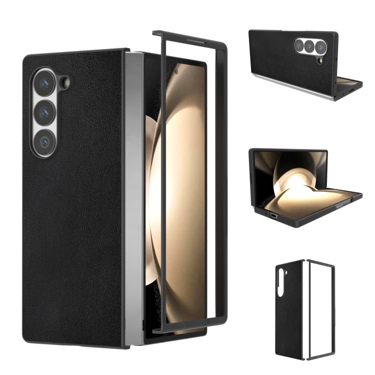 PU Leather Black Frame Full Coverage Phone Case, For Samsung Galaxy Z Flip6 / Flip7 FE, For Samsung Galaxy Z Fold6