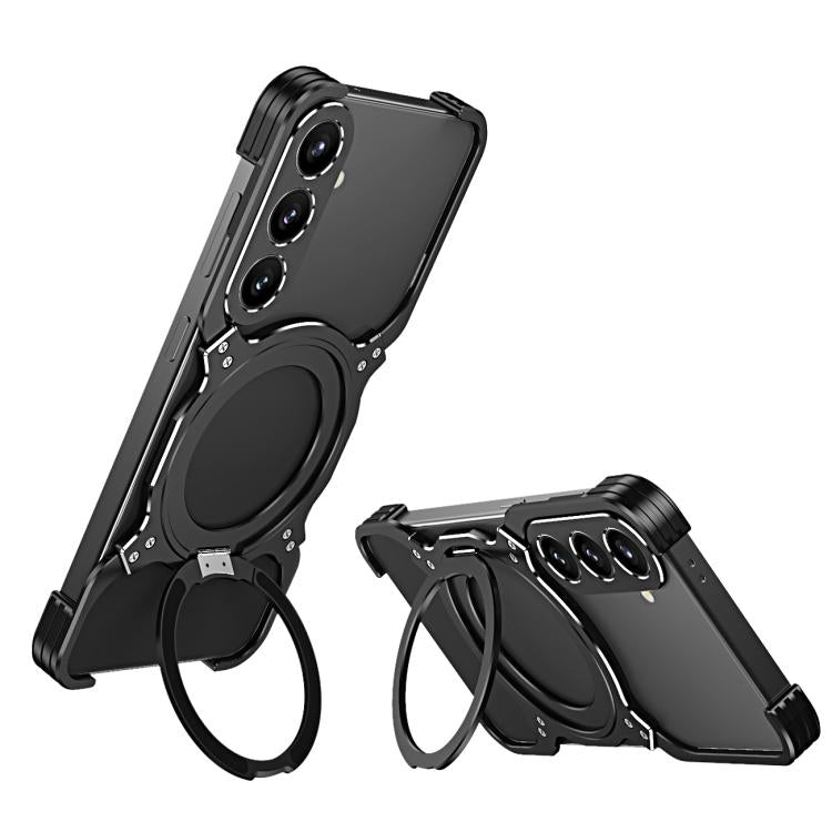 Mechanical Arm Borderless MagSafe Holder Metal Phone Case, For Samsung Galaxy S24+ 5G, For Samsung Galaxy S24 5G