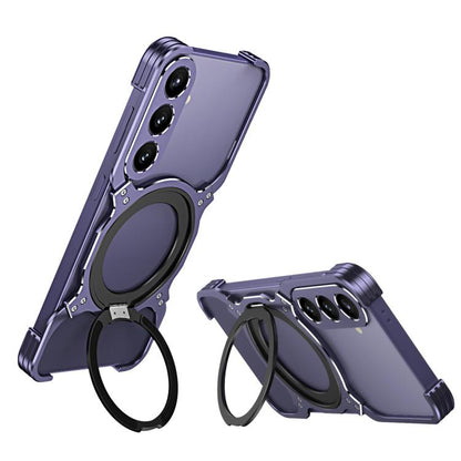 Mechanical Arm Borderless MagSafe Holder Metal Phone Case, For Samsung Galaxy S25 5G, For Samsung Galaxy S25+ 5G, For Samsung Galaxy S25 Ultra 5G, For Samsung Galaxy S24 Ultra 5G