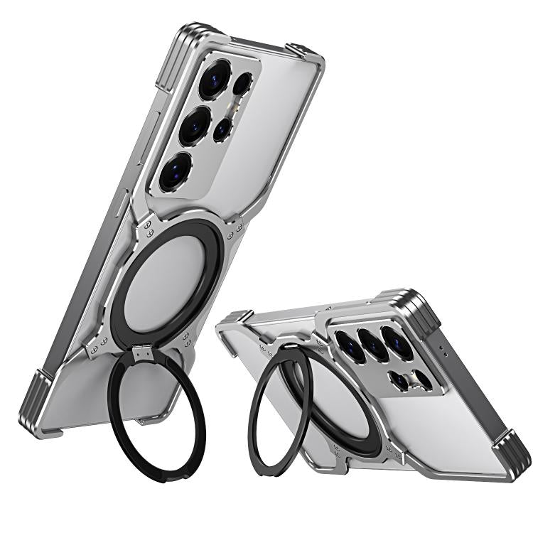 Mechanical Arm Borderless MagSafe Holder Metal Phone Case, For Samsung Galaxy S25 5G, For Samsung Galaxy S25+ 5G, For Samsung Galaxy S25 Ultra 5G, For Samsung Galaxy S24 Ultra 5G