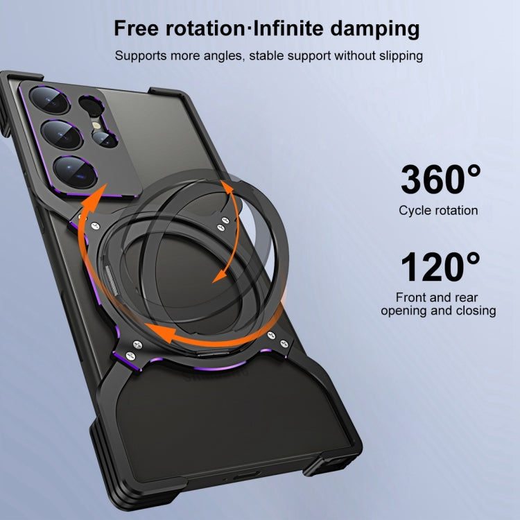 Mechanical Arm Borderless MagSafe Holder Metal Phone Case, For Samsung Galaxy S24+ 5G, For Samsung Galaxy S24 5G