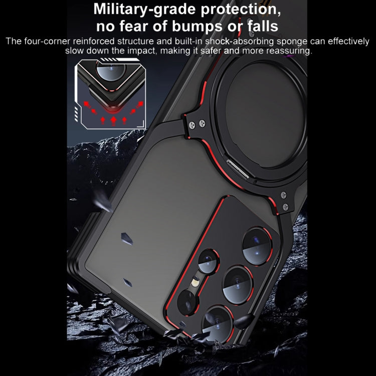 Mechanical Arm Borderless MagSafe Holder Metal Phone Case, For Samsung Galaxy S25 5G, For Samsung Galaxy S25+ 5G, For Samsung Galaxy S25 Ultra 5G, For Samsung Galaxy S24 Ultra 5G