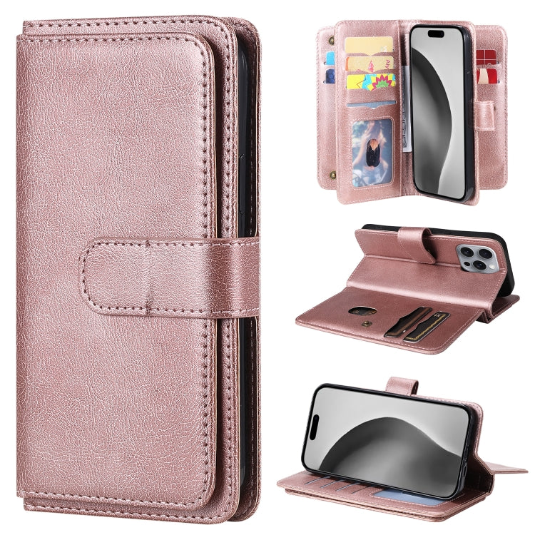 Multi-Function Wallet 10 Card Slots Leather Phone Case, For iPhone Air, For iPhone 16 Pro Max, For iPhone 16 Pro, For iPhone 16 Plus