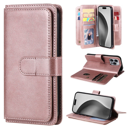Multi-Function Wallet 10 Card Slots Leather Phone Case, For iPhone Air, For iPhone 16 Pro Max, For iPhone 16 Pro, For iPhone 16 Plus
