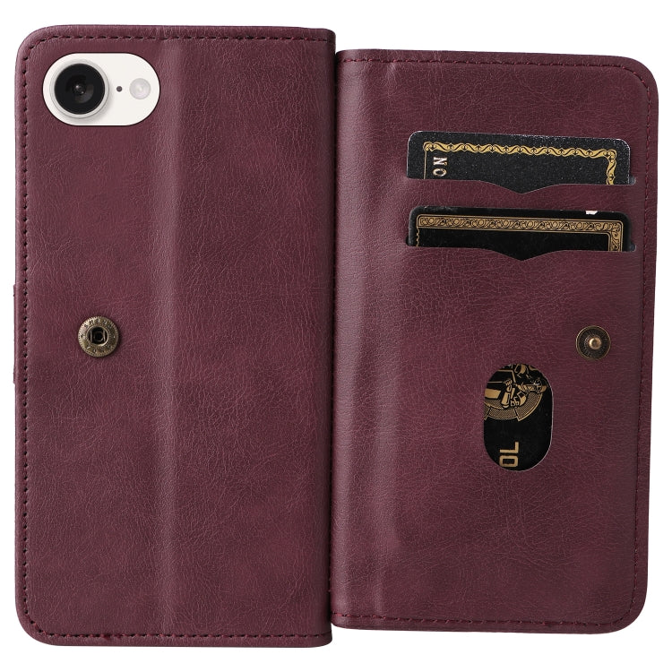 Multi-Function Wallet 10 Card Slots Leather Phone Case, For iPhone 17e / 16e, For iPhone 17 Pro Max, For iPhone 17 Pro, For iPhone 17
