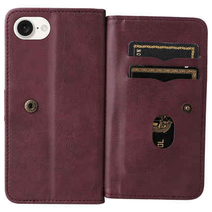 Multi-Function Wallet 10 Card Slots Leather Phone Case, For iPhone 17e / 16e, For iPhone 17 Pro Max, For iPhone 17 Pro, For iPhone 17