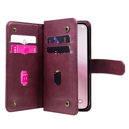 Multi-Function Wallet 10 Card Slots Leather Phone Case, For iPhone 17e / 16e, For iPhone 17 Pro Max, For iPhone 17 Pro, For iPhone 17