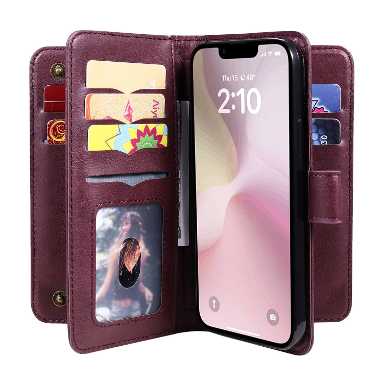 Multi-Function Wallet 10 Card Slots Leather Phone Case, For iPhone 17e / 16e, For iPhone 17 Pro Max, For iPhone 17 Pro, For iPhone 17