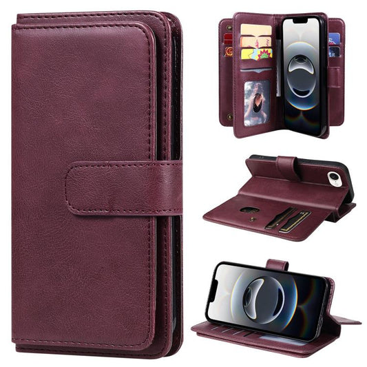 Multi-Function Wallet 10 Card Slots Leather Phone Case