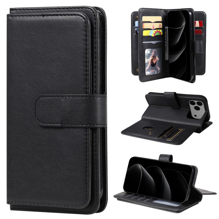 Multi-Function Wallet 10 Card Slots Leather Phone Case, For iPhone 18 Pro / 17 Pro, For iPhone 18 Pro Max / 17 Pro Max, For iPhone 17e / 16e, For iPhone 17