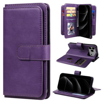 Multi-Function Wallet 10 Card Slots Leather Phone Case, For iPhone 18 Pro / 17 Pro, For iPhone 18 Pro Max / 17 Pro Max, For iPhone 17e / 16e, For iPhone 17