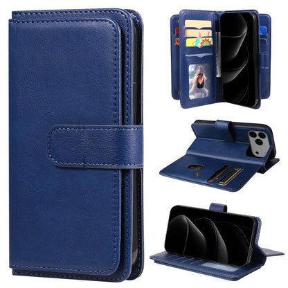 Multi-Function Wallet 10 Card Slots Leather Phone Case, For iPhone 18 Pro / 17 Pro, For iPhone 18 Pro Max / 17 Pro Max, For iPhone 17e / 16e, For iPhone 17
