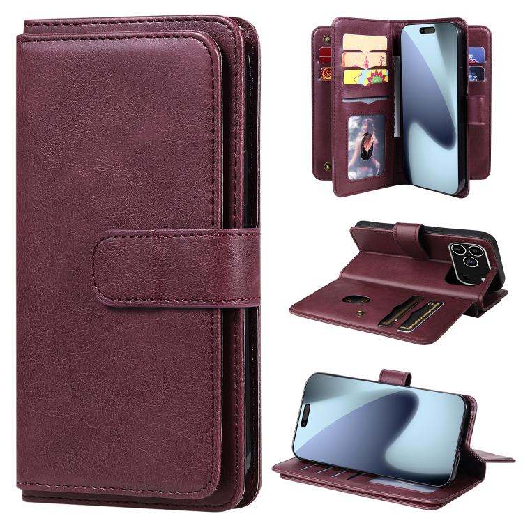 Multi-Function Wallet 10 Card Slots Leather Phone Case, For iPhone 18 Pro / 17 Pro, For iPhone 18 Pro Max / 17 Pro Max, For iPhone 17e / 16e, For iPhone 17