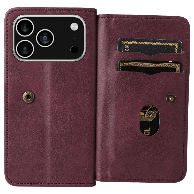 Multi-Function Wallet 10 Card Slots Leather Phone Case, For iPhone 18 Pro / 17 Pro, For iPhone 18 Pro Max / 17 Pro Max, For iPhone 17e / 16e, For iPhone 17