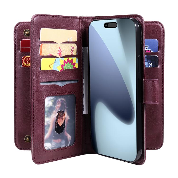 Multi-Function Wallet 10 Card Slots Leather Phone Case, For iPhone 18 Pro / 17 Pro, For iPhone 18 Pro Max / 17 Pro Max, For iPhone 17e / 16e, For iPhone 17