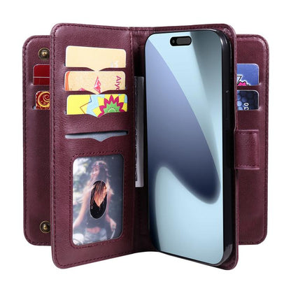 Multi-Function Wallet 10 Card Slots Leather Phone Case, For iPhone 18 Pro / 17 Pro, For iPhone 18 Pro Max / 17 Pro Max, For iPhone 17e / 16e, For iPhone 17