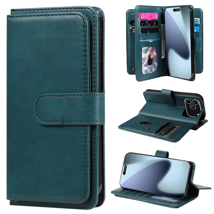 Multi-Function Wallet 10 Card Slots Leather Phone Case, For iPhone 18 Pro / 17 Pro, For iPhone 18 Pro Max / 17 Pro Max, For iPhone 17e / 16e, For iPhone 17