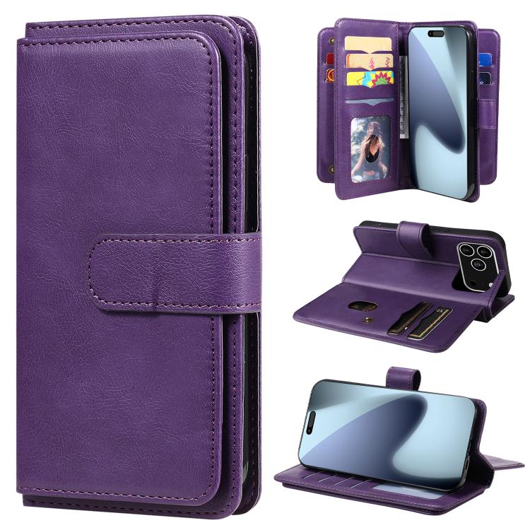 Multi-Function Wallet 10 Card Slots Leather Phone Case, For iPhone 18 Pro / 17 Pro, For iPhone 18 Pro Max / 17 Pro Max, For iPhone 17e / 16e, For iPhone 17