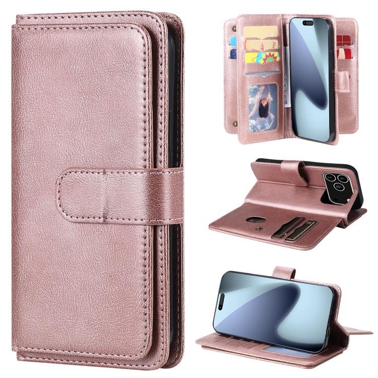 Multi-Function Wallet 10 Card Slots Leather Phone Case, For iPhone 18 Pro / 17 Pro, For iPhone 18 Pro Max / 17 Pro Max, For iPhone 17e / 16e, For iPhone 17